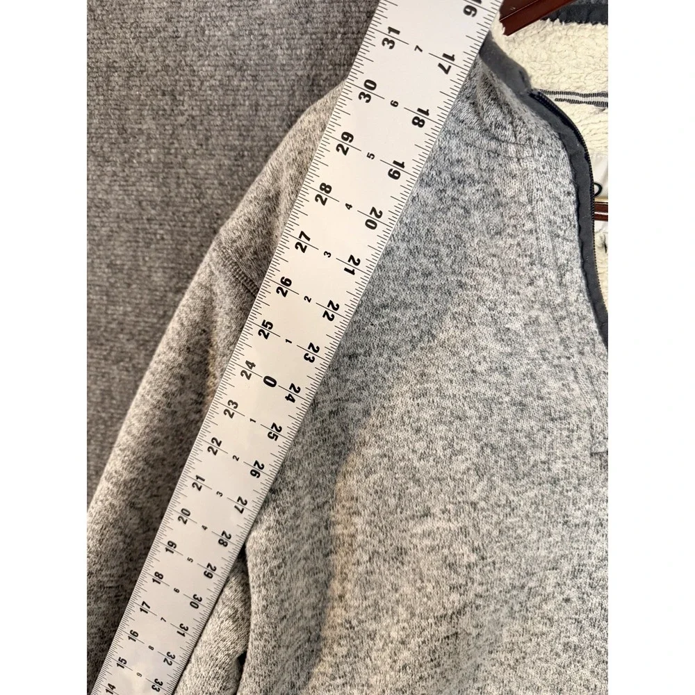 Orvis XXL Sherpa Lined 1/4 Zip Pullover‎ Gray Sweater Ripped Zip